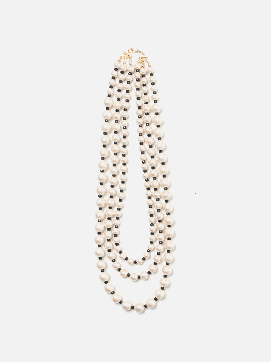 Cotton pearl 3-strand necklace