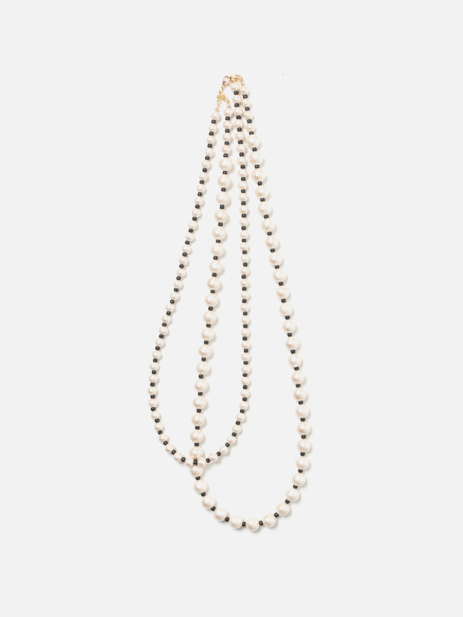 Cotton pearl 2 strand necklace