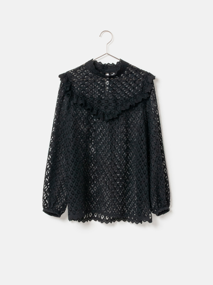 Organic Cotton Ruffle Lace Blouse_Black(80)